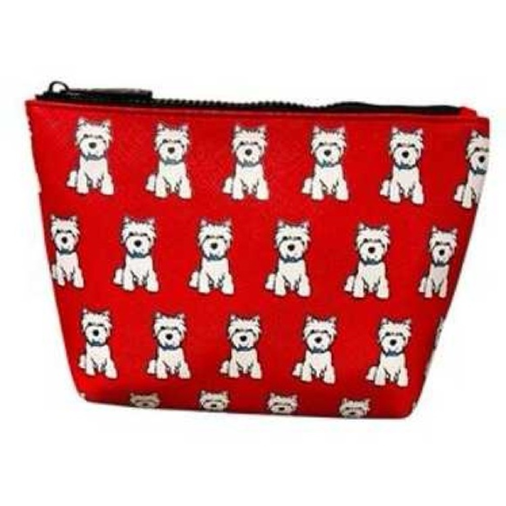Marc Tetro Westie Highland Terrier Cosmetic Bag in Red